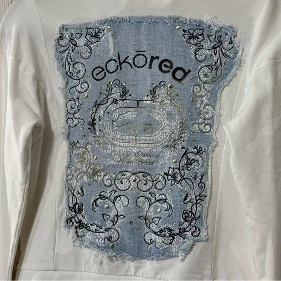 Ecko Unlimited Vintage Women's White and Blue Jean Jacket - Picture 6 of 15